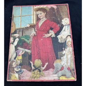 Vintage Walzer 11 x 14 Cardboard Tray Puzzle Girl w/ Toys Dolls Victorian Dress